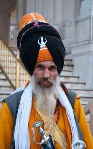 A devotee at the Golden Temple in Amritsar, Punjab