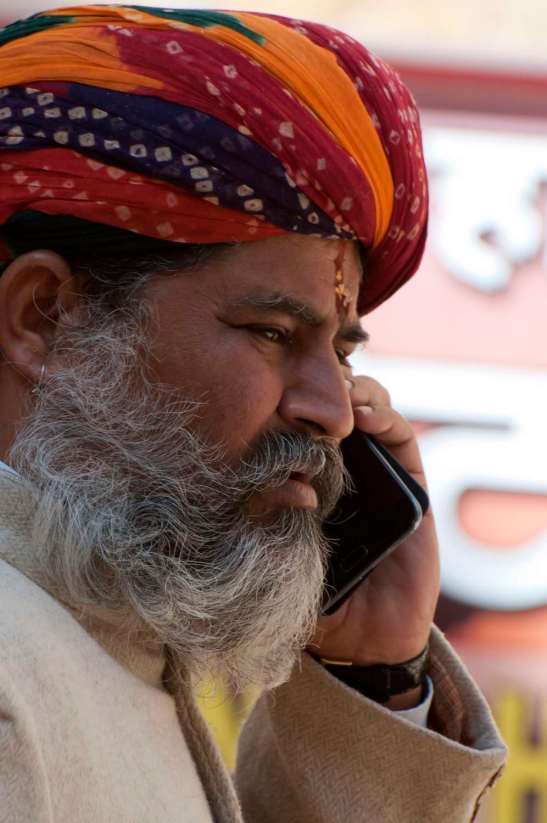 Portrait of a turbaned Rajasthani man