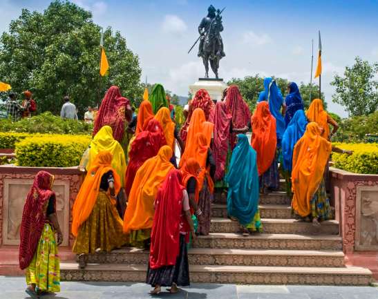 Rajasthani women  at the  Maharana Pratab Memorial Garden in Udaipur